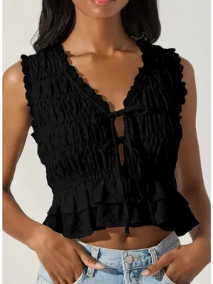 NWOT ASTR Tie Front Tank Black thumbnail 1