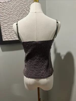 Pleated Ruffle V-Neck Cami Top in Dusty Mauve thumbnail 4
