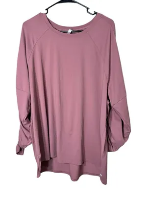 Fabletics Mauve‎ Pink Cinched Arm Long Sleeve Top Size 2X thumbnail 1