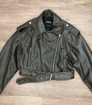 Brown Belted Motorcycle Jacket Zara thumbnail 1
