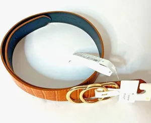 A New Day Women's Cognac & Gold Triple Plaque Belt Size Small NEW! thumbnail 1