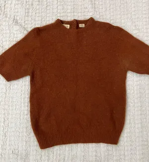 Cassidy Sweater Lambwool Angora Short Sleeve Brown Sz M thumbnail 1