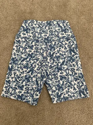 Blue floral biker shorts thumbnail 2
