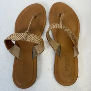 Sperry Gold Braided Thong Sandals Flats Women's 7 Brown Leather STS98083 thumbnail 8
