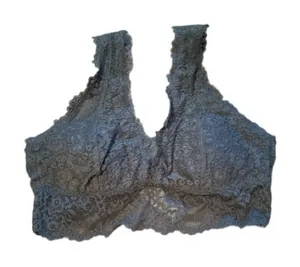 Aerie Real Good Gray Floral Lace Padded Bra Sz M‎ NEW thumbnail 1
