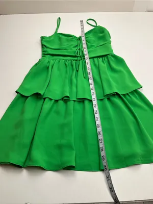 Amanda Uprichard Kelly Green Tiered Mini Dress Cutout‎ Front Summer Womens XS thumbnail 8