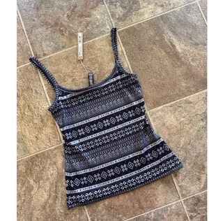 Skims Logo Plush Pointelle Cami Onyx Mirror Fairisle Size Medium thumbnail 4