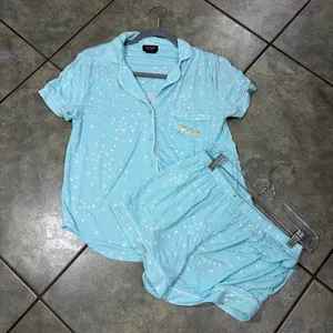 Kate Spade Womens MRS Bride Blue Polka Dot Pajamas Set Sz S Shirt &Short Comfy thumbnail 7