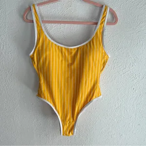 J. Crew Scoopneck one-piece swimsuit in stripe Yellow Sz 8 thumbnail 2