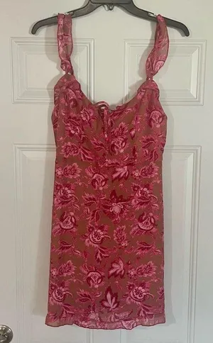 White Fox Boutique Sweet Fling Mini Dress Large Floral Wedding Guest Spring thumbnail 1