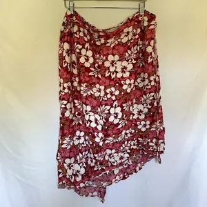Red floral midi wraparound skirt fabric fabric rectangle 27‎ inches X 20 inches thumbnail 5