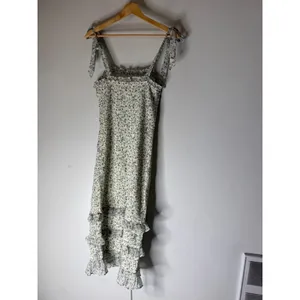Abercrombie & Fitch Floral Smocked Tiered Ruffle Midi Dress Blue White Medium thumbnail 2