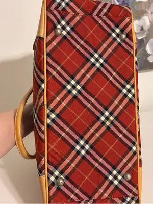 Vintage Burberry Blue label nova red plaid Boston Bowling Bag canvas leather thumbnail 14