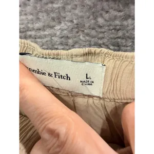 Abercrombie & Fitch Women Pants L Beige Wide Leg Crinkle Drawstring Waist thumbnail 4
