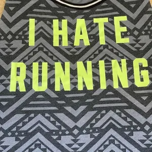 Victorias Secret Pink I Hate Running Graphic Tank Black Grey Aztec Green L #1231 thumbnail 6