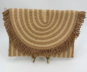 Straw Clutch Women’s Handbag Fringed Boho Vacation Envelope thumbnail 1