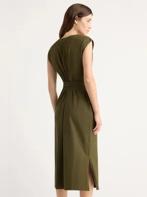 Modern Citizen Fei Tie Front Cotton Dress Green L thumbnail 4