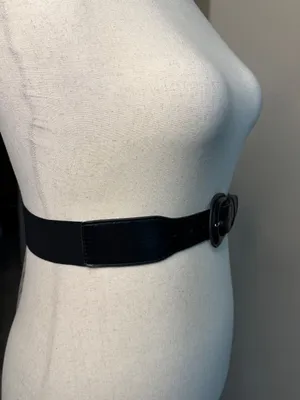 Women's Black Faux Leather Fashion Belt with Rounded Buckle thumbnail 5