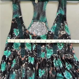 Free People Racerback Top / Tunic Black and Green with Lace thumbnail 11