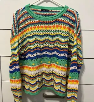 Multicolor Crochet Knit Sweater thumbnail 2