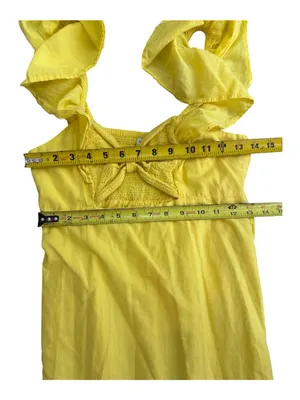 Farm Rio x Anthropologie Yellow Cotton Keyhole Midi Dress Size Small $198 thumbnail 15