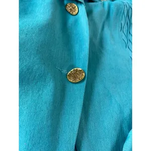 Odeliah Denim Teal Blue Smocked Studded Skirt & Jacket Set Size 16 Vintage Style thumbnail 9