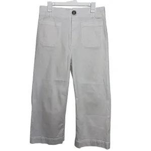 Anthropologie Maeve Colette White High Rise Wide Leg Cropped Pants 31 thumbnail 2
