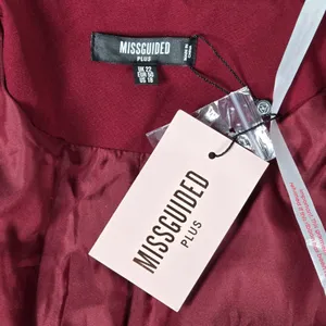 Missguided Plus Size 18 Blazer‎ Dress Mesh Bow Waist Burgundy Red Party thumbnail 5