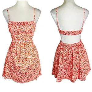 NWT Revolve NIA Open Back Smocked Floral Mini Dress Orange Size S thumbnail 5