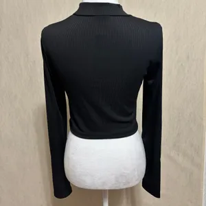 SheIn Ribbed Mock Neck Cutout Crop Top Bodycon Edgy Clubbing Night Out Y2K Sz 8/10 thumbnail 2