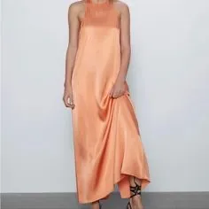ZARA Maxi Orange Dress Slip thumbnail 3