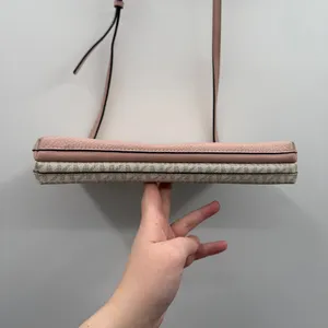Michael Kors Trisha Medium Pebbled‎ Leather Pink Cream Logo Print Crossbody Bag thumbnail 8