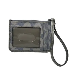 COACH Gray Coated Canvas Card Holder Wallet Wristlet thumbnail 2