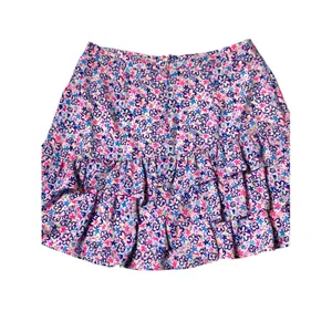 Lilly Pulitzer Womens 8 Floral Ruffle Mini Skirt Pink Blue Tiered Lined thumbnail 4