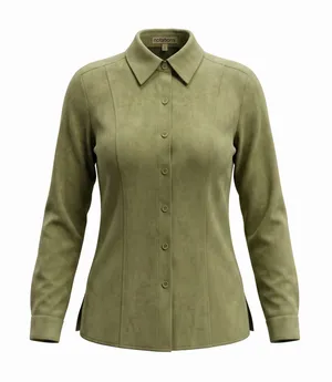 Notations Womens Olive Green Faux Suede Button Down Shirt MSDB0112 Large thumbnail 1
