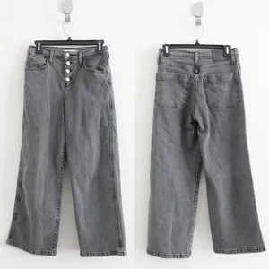 Levi's Charcoal Gray Mile High Cropped Wide Leg Jeans Size 25 thumbnail 2