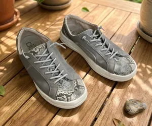 Hey Dude Gray Sneakers with Snake-Print Accents thumbnail 1