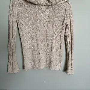 J. Crew Knit Cotton Hooded Pullover Sweater Size Small. Cream colored thumbnail 5