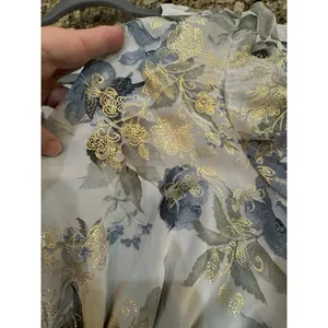Baltic Born Lynlee Metallic Maxi Dress in Dusty blue Size 1XL Floral Gold thumbnail 11