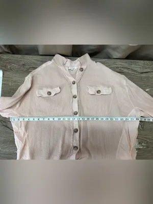 Oil and Hali light pink waffle pink shacket size s / m thumbnail 4