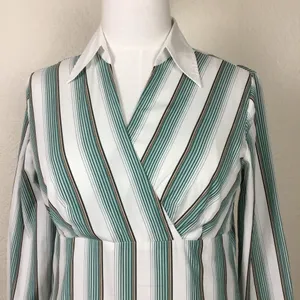 Ann Taylor Blouse Size 6 Women's Vintage Striped Cotton Striped Long Sleeves thumbnail 8