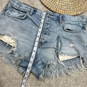 Free People We The Free Jean Mini Short Distressed Cut Off Button Fly Size 30 thumbnail 12
