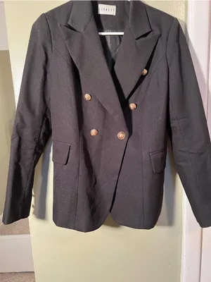 Lioness Women's Sz Medium Double Breasted Blazer with Gold Button Hardware Black thumbnail 7