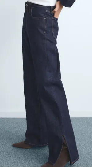 Lioness Alabama Split Hem Dark Wash Straight Leg‎ Denim Jeans Size XS thumbnail 1