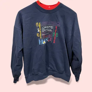 Vintage 80s-90s Grandmas Do It All navy red double neck soft cozy sweatshirt fun thumbnail 3