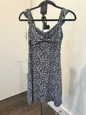 Ambiance Navy Floral Square-Neck Mini Dress thumbnail 3