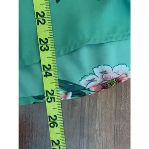 LOFT Green Floral V-Neck Peasant Long Sleeve Blouse Top Semi Sheer M Feminine thumbnail 8