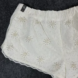 Abercrombie & Fitch White Floral Lace Beaded Pearl Shorts 1V1974 Womens L NEW thumbnail 10