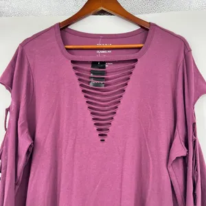 NEW Torrid Classic Fit Cotton Crew Neck Slasher knit purple Tee plus size 2X thumbnail 7