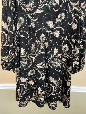 Ann Taylor Women’s Floral Chiffon Multicolor V-Neck Long Sleeve Blouson Dress thumbnail 3